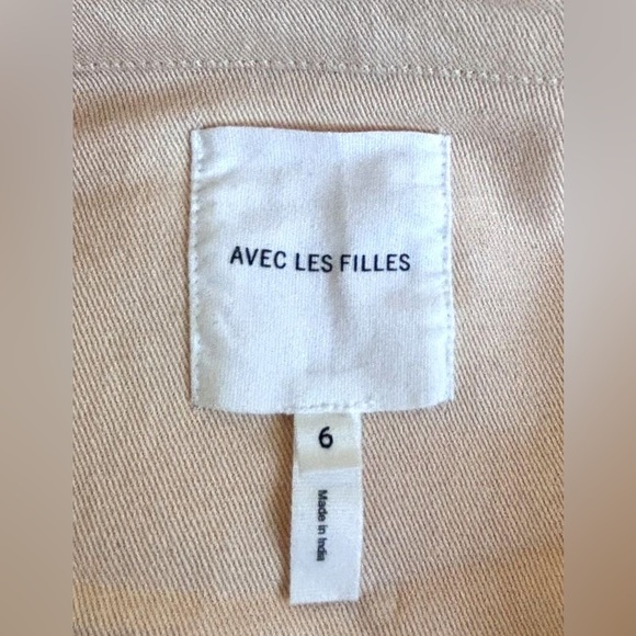 Women's Sz 6 Avec Les Filles Peach Cropped Stretch Cotton Denim Jean Jacket NWT - Picture 7 of 7